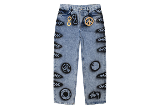 Stussy x Dries Van Noten Hand-Stencilled Jeans Washed Denim (FW22)