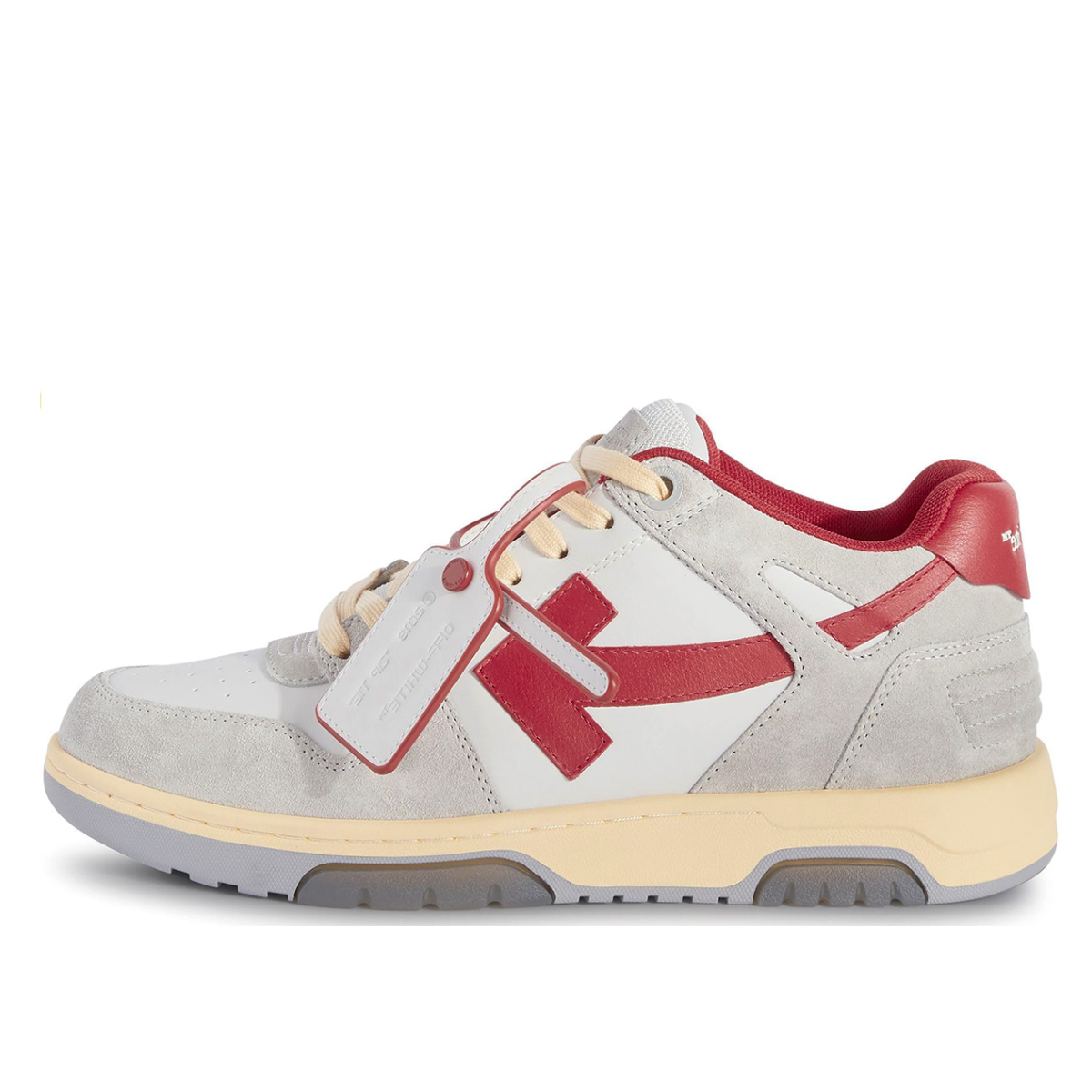 Off White Out Of Office OOO Leather Low Tops 'Light Grey Red' (2024) sneaker – authenticated on KLEKT