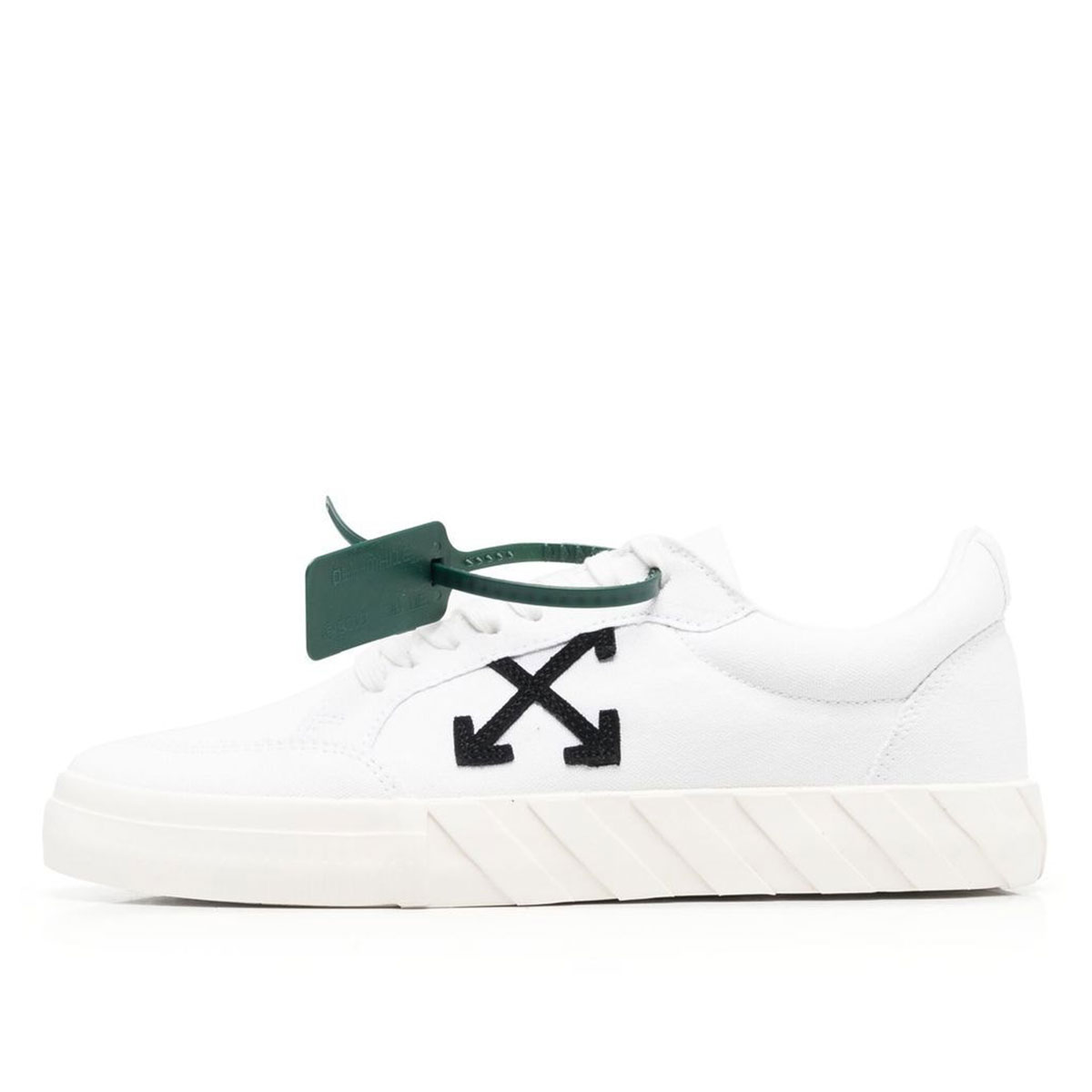 Off White Low Vulcanized Canvas White Black sneaker – authenticated on KLEKT