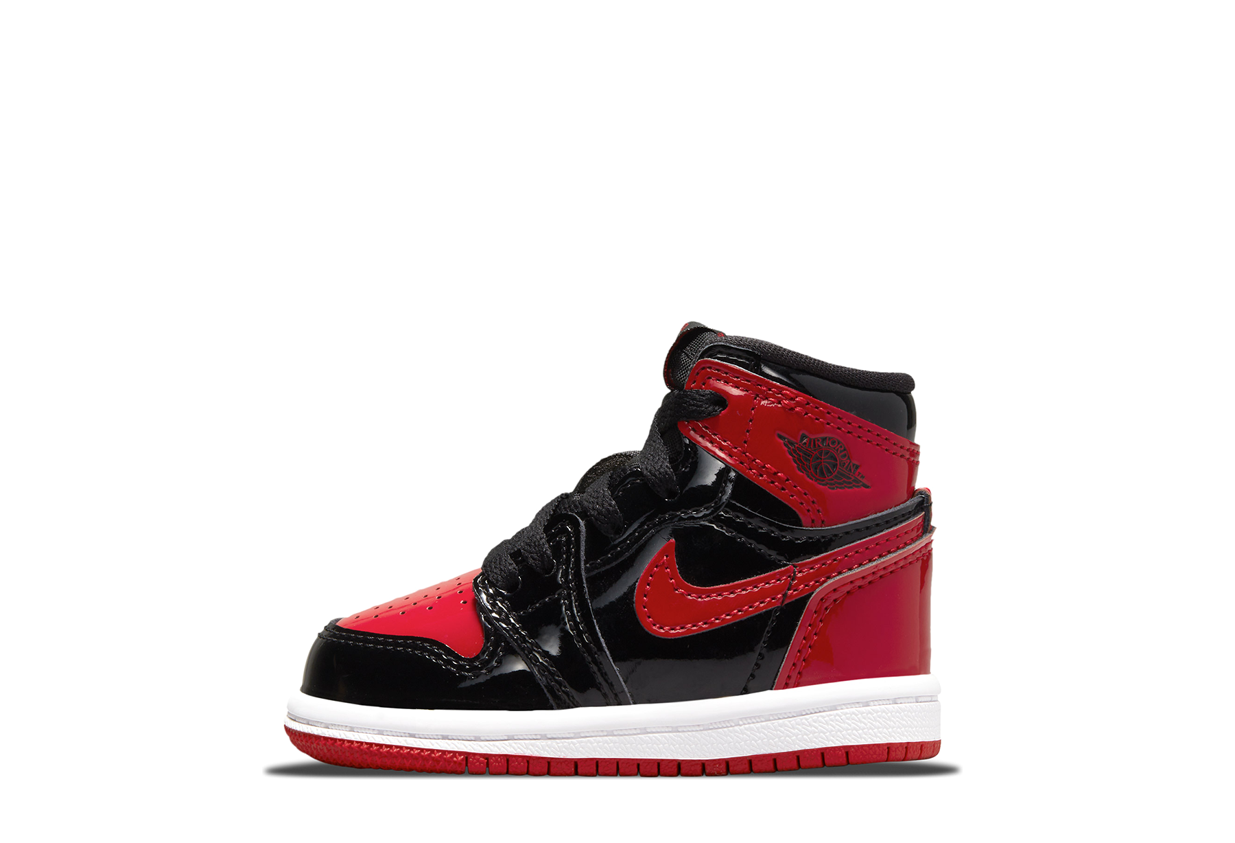 Air Jordan 1 Retro High OG TD 'Patent Bred' (2021) BLACK/WHITE-VARSITY RED sneaker – authenticated on KLEKT