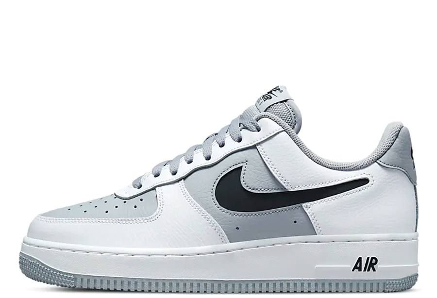 Nike Air Force 1 Low Cut Out Swoosh Wolf Grey	(2022) wolf grey/white/black sneaker – authenticated on KLEKT