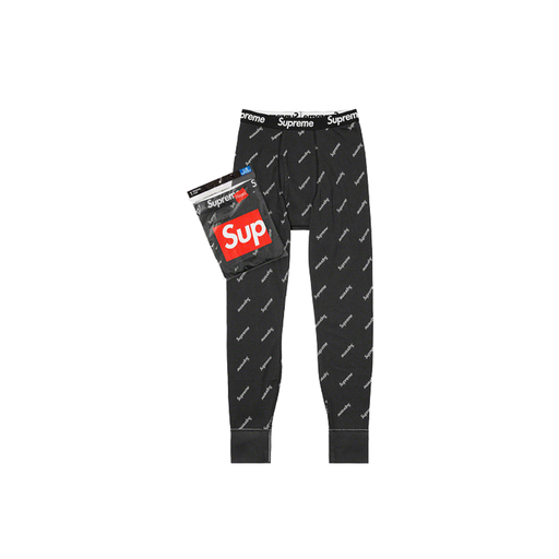 Supreme Hanes Thermal Pant (1 Pack) Black Logos (FW20)