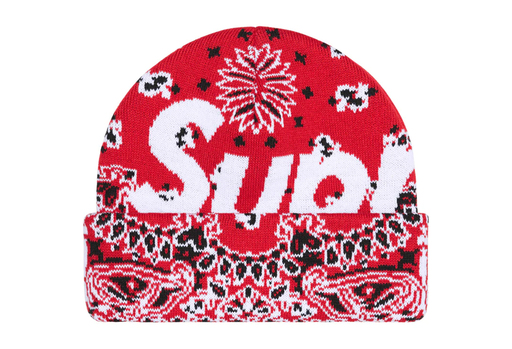 Supreme Bandana Big Logo Beanie 'Red' (FW24) – authenticated on KLEKT