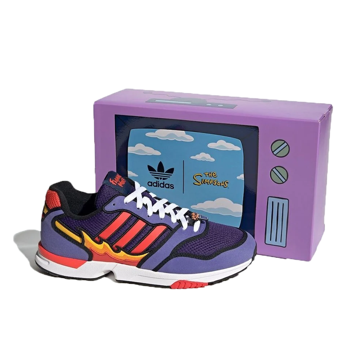 Adidas x The Simpsons ZX 1000 Flaming Moes (2021) PURPLE/ORANGE/RED sneaker – authenticated on KLEKT