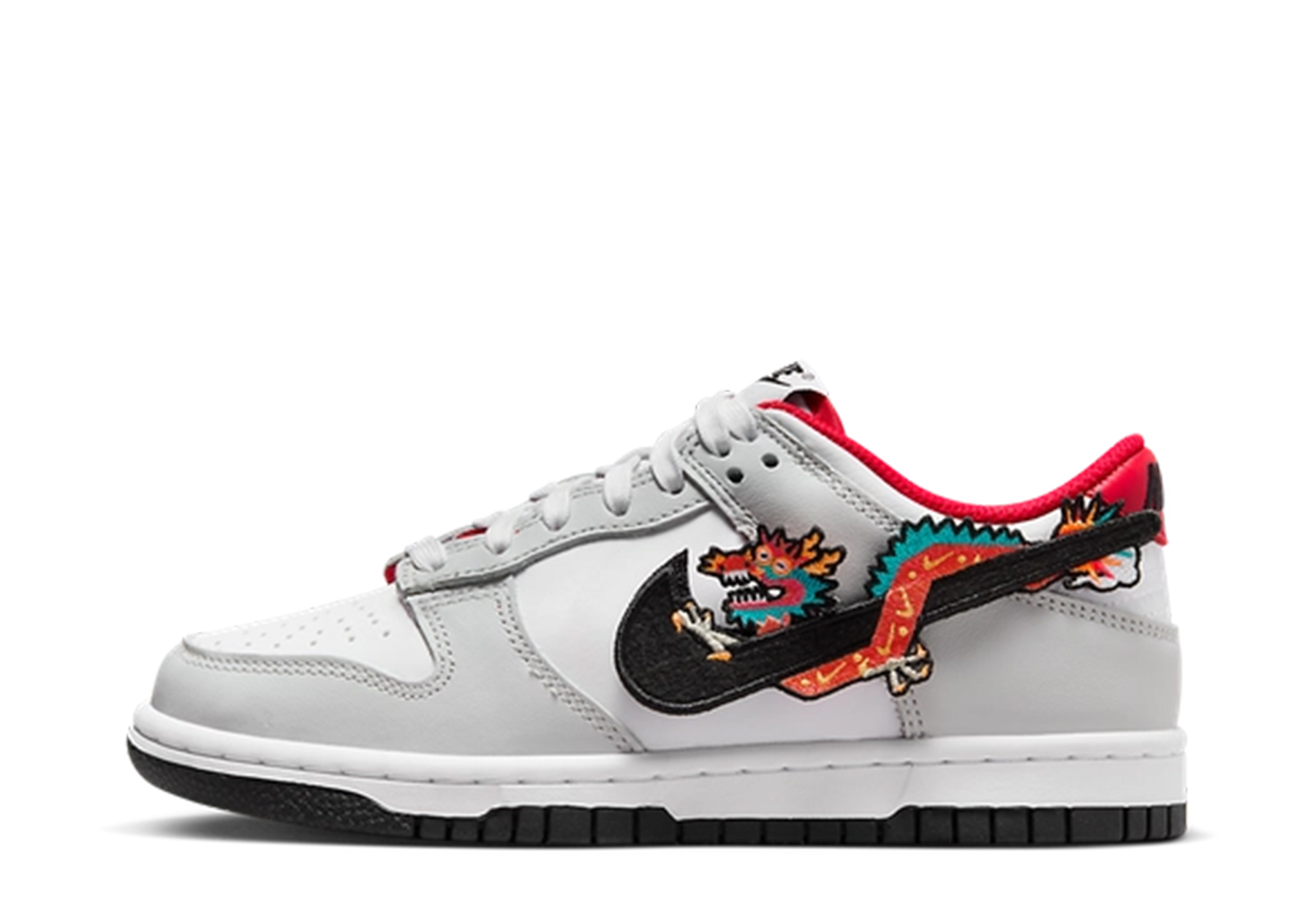 Nike Dunk Low GS 'Year of the Dragon' (2024) White/White/University Red/Black sneaker – authenticated on KLEKT