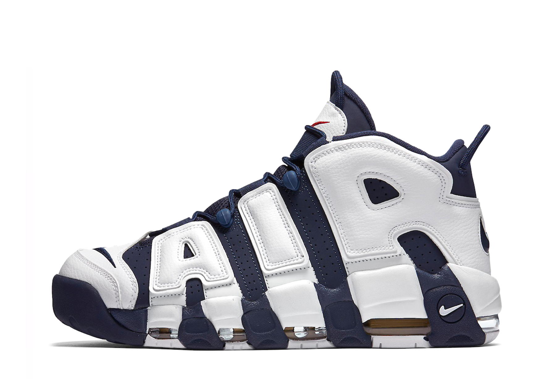 Nike Air More Uptempo 'Olympic' (2024) White/Midnight Navy-Metallic Gold-University Red sneaker – authenticated on KLEKT