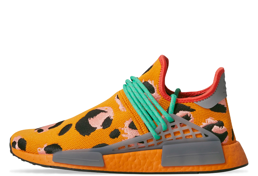 Adidas x Pharrell Hu NMD Animal (2022) : Focus Orange / Core Black / Screaming Green sneaker – authenticated on KLEKT