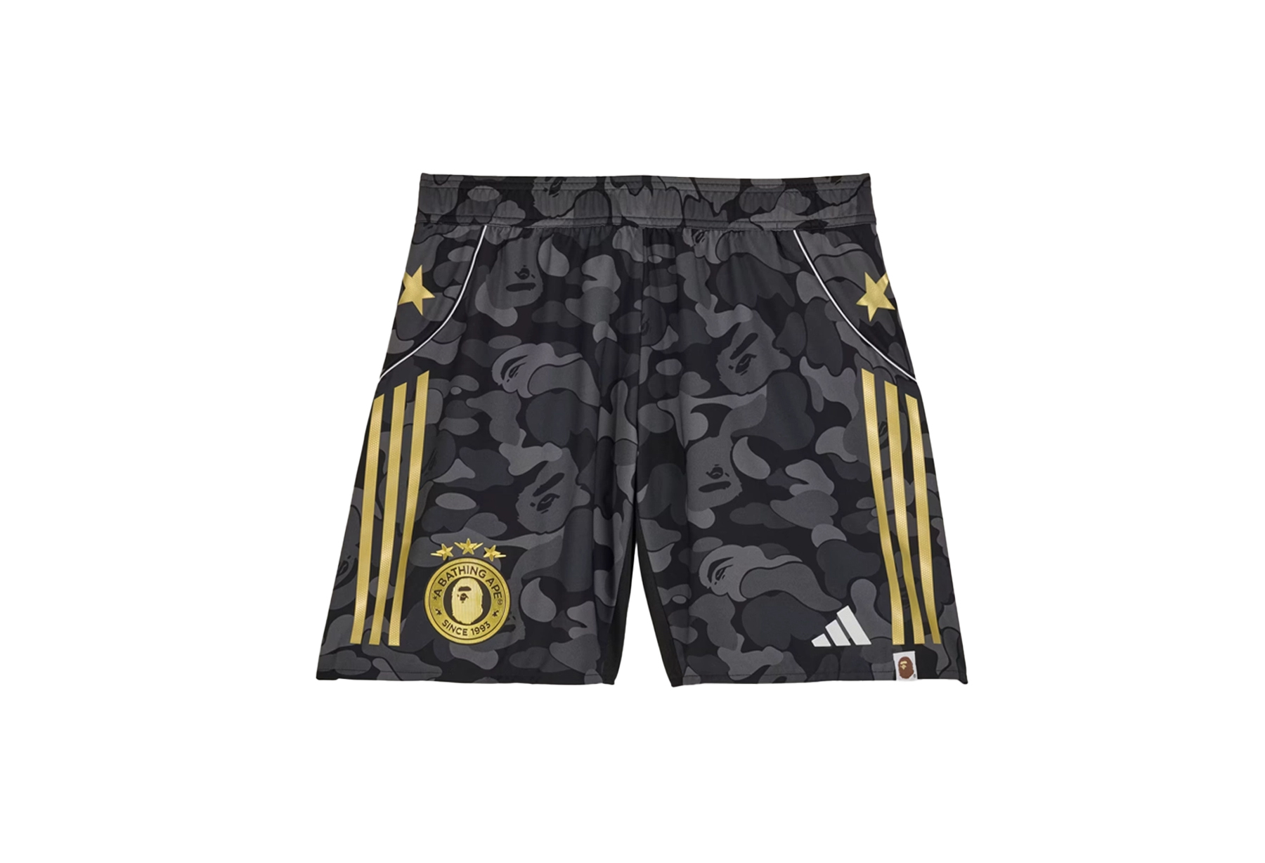 Adidas x BAPE Football Shorts 'Black' (2025) Black/Grey/Gold sneaker – authenticated on KLEKT