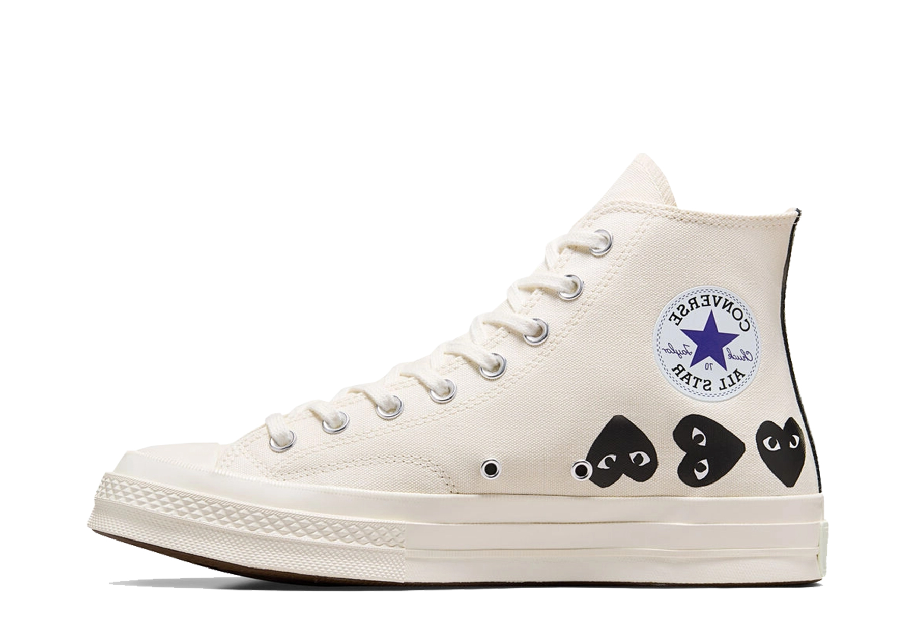 Converse x Comme des Garçons PLAY Chuck 70 Hi 'White Multi Heart' (2023) Milk/Black/Egret sneaker – authenticated on KLEKT