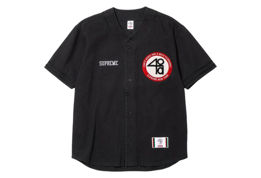 Supreme x 40 Acres Twill Baseball Jersey 'Black' (SS25) – authenticated on KLEKT