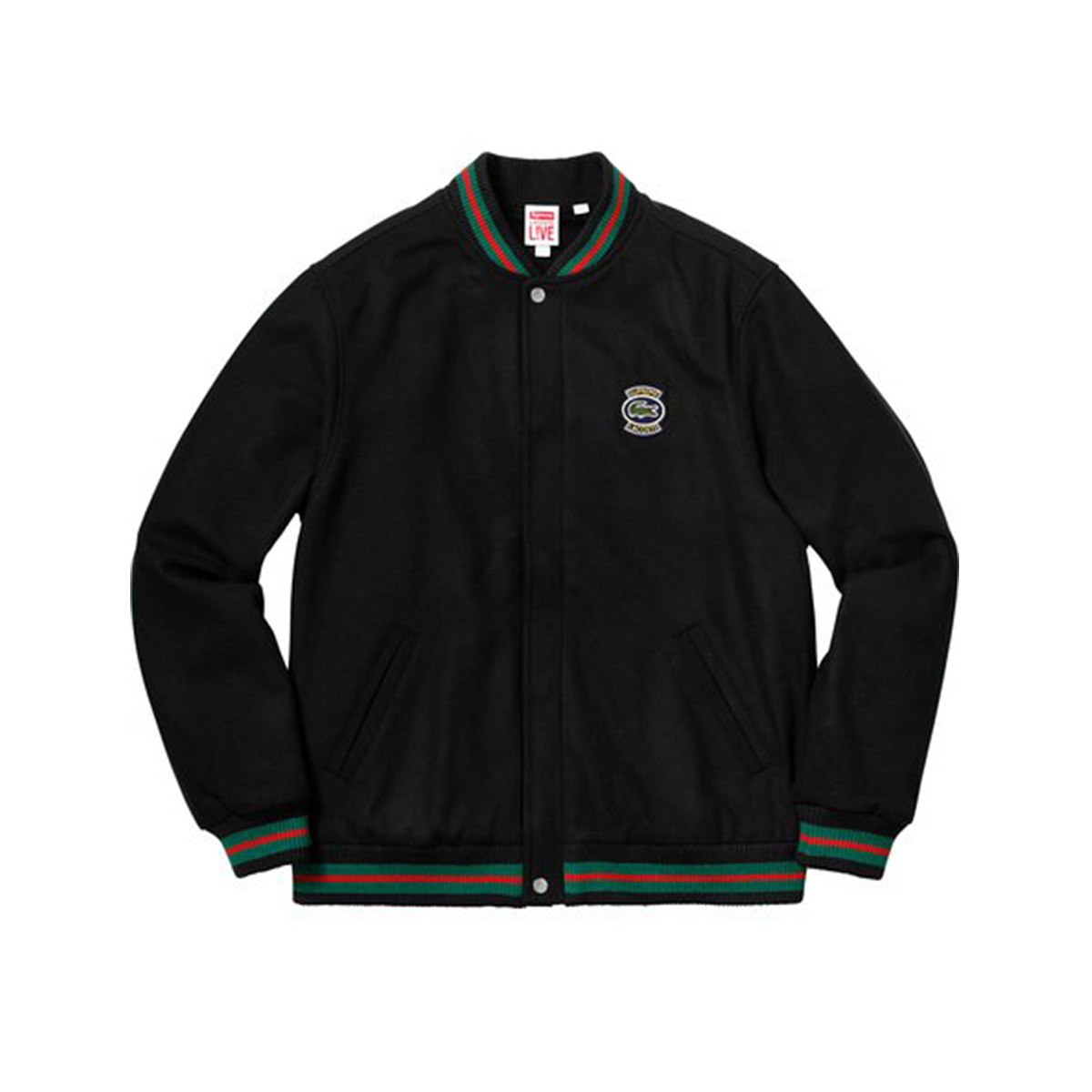 Supreme x Lacoste Wool Varsity Jacket Black (SS18) sneaker – authenticated on KLEKT