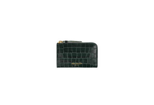 Aime Leon Dore Croc-Embossed Leather Zip Cardholder 'Pine Grove' (FW25)