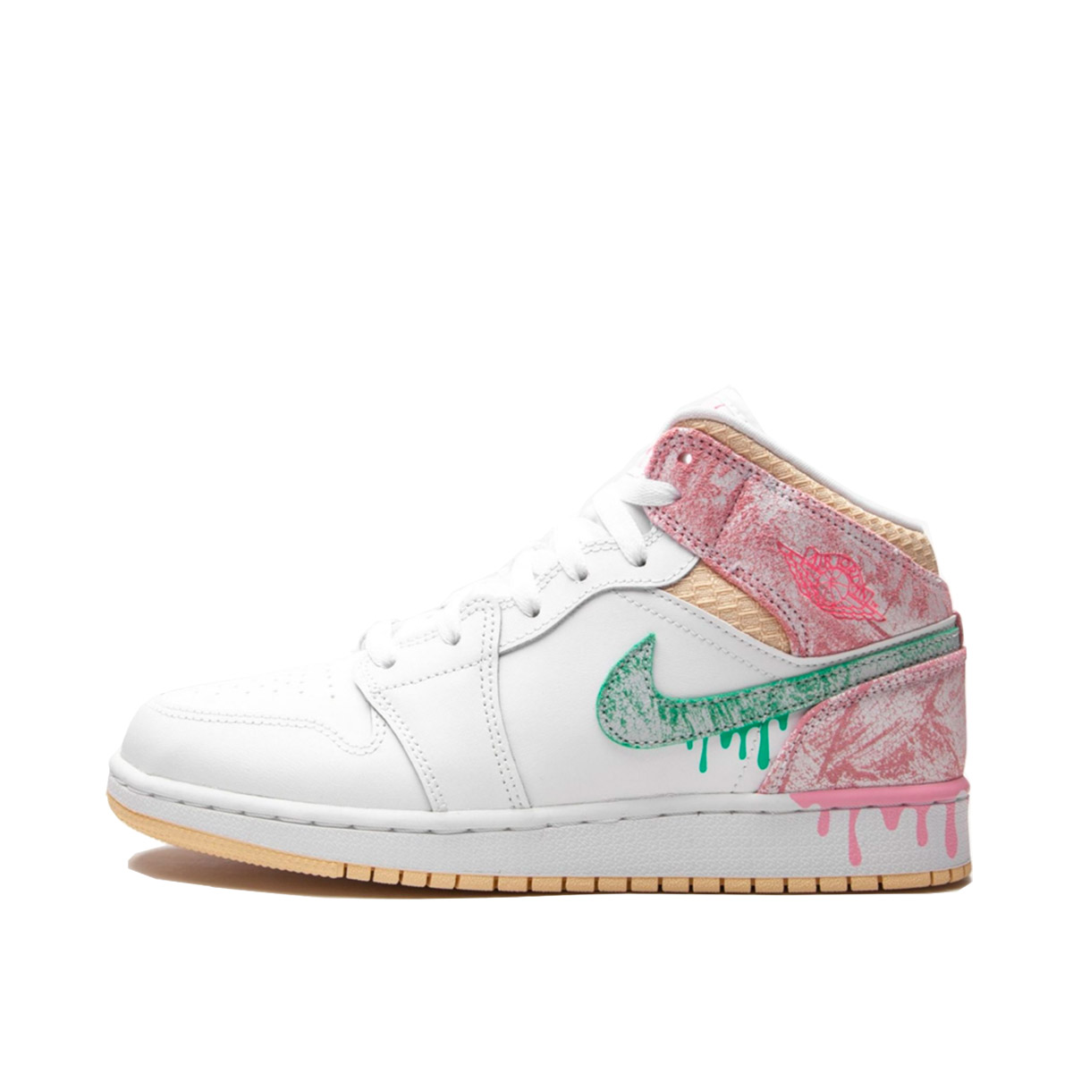 Air Jordan 1 Mid Paint Drip (GS) (2021) WHITE/PINK/YELLOW/GREEN sneaker – authenticated on KLEKT