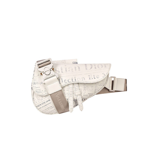 Luxury x Daniel Arsham Saddle Bag Newspaper Print Calfskin White