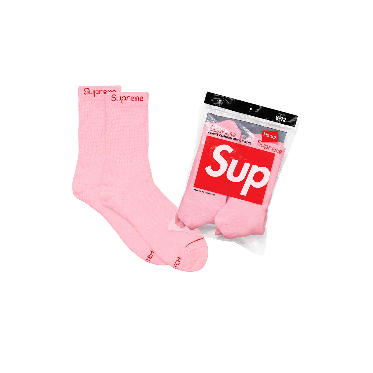 Supreme Hanes Crew Socks Pink (FW21) PINK sneaker – authenticated on KLEKT