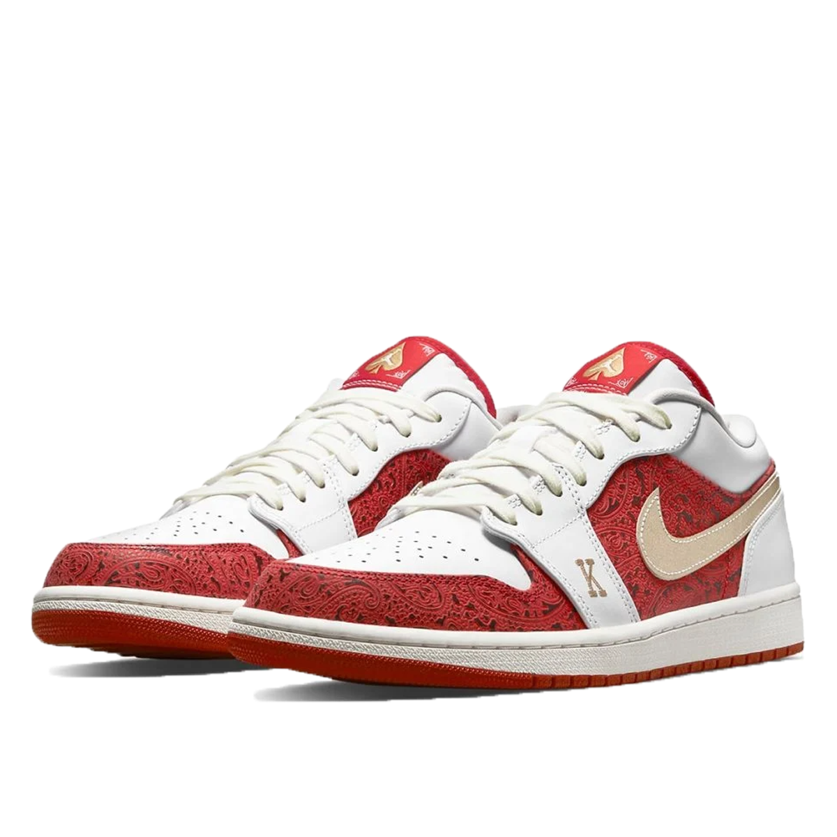 Air Jordan 1 Low 'Spades' (2021) WHITE/UNIVERSITY RED/BLACK/METALLIC GOLD sneaker – authenticated on KLEKT
