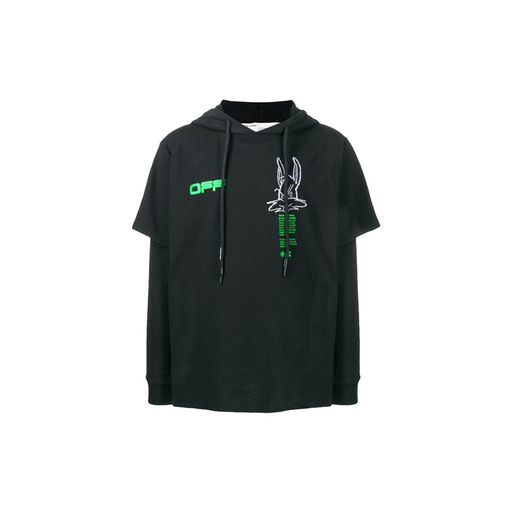 Off White 'Harry The Bunny' Double Sleeved Hoodie Black Brilliant Green (2020)