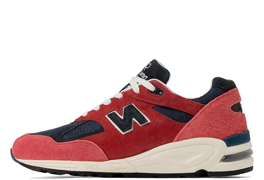 New Balance M990v2 Made in USA Chrysanthemum Red (2022) Chrysanthemum/Navy sneaker – authenticated on KLEKT