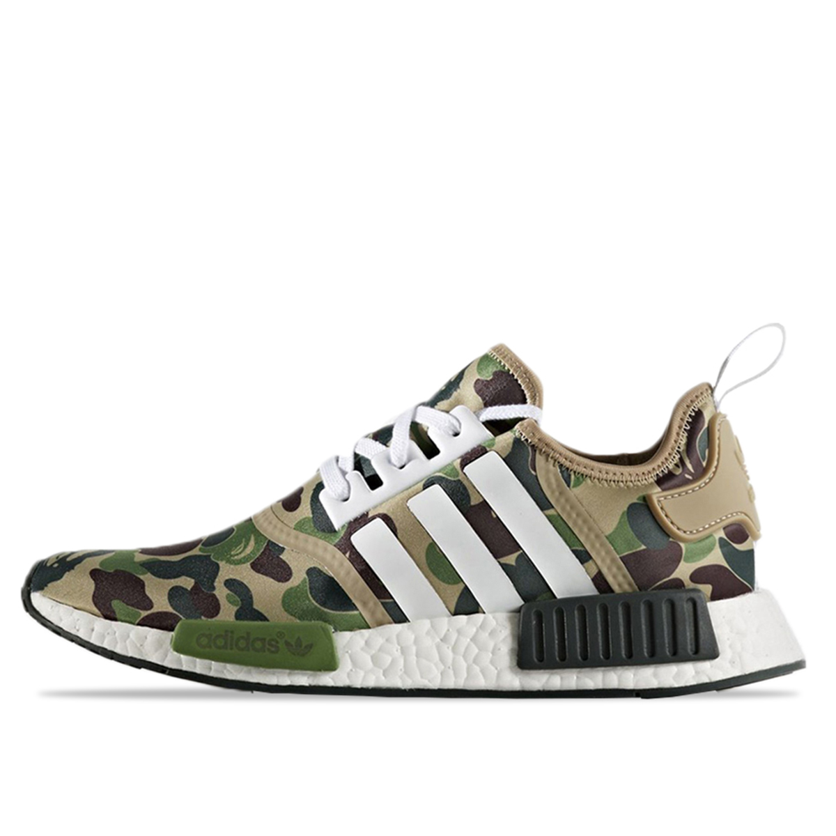Adidas x Bape NMD R1 Olive Camo sneaker – authenticated on KLEKT