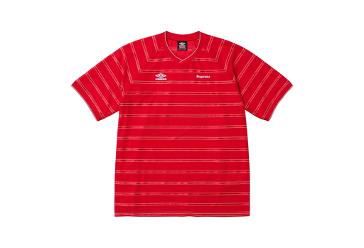 Supreme x Umbro Stripe Soccer Jersey 'Red' (SS25) – authenticated on KLEKT