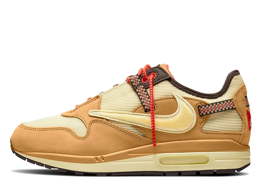 Nike x Travis Scott Air Max 1 Cactus Jack Wheat	(2022)  WHEAT/LEMON DROP/BAROQUE BROWN sneaker – authenticated on KLEKT