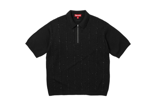 Supreme Beaded Zip Polo 'Black' (SS26)