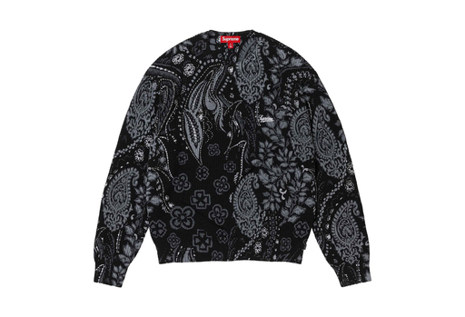 Supreme Printed Paisley Sweater Black (SS24) Brand New