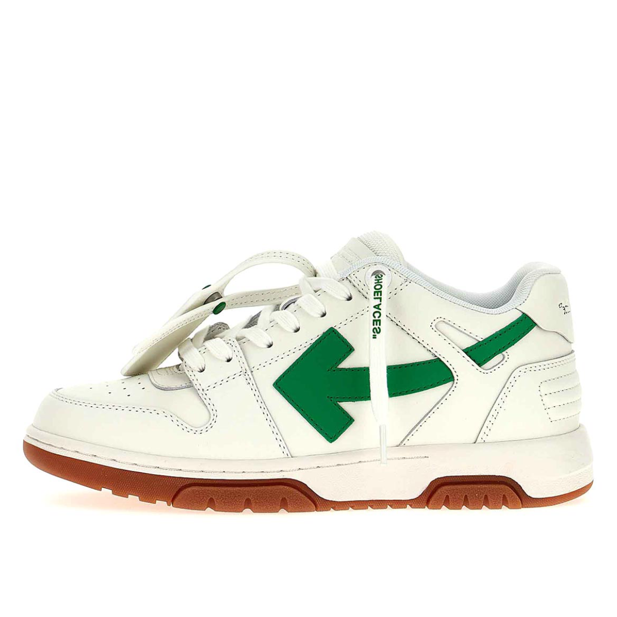 Off White Out Of Office OOO Leather Low Tops 'White Green' (2024) sneaker – authenticated on KLEKT