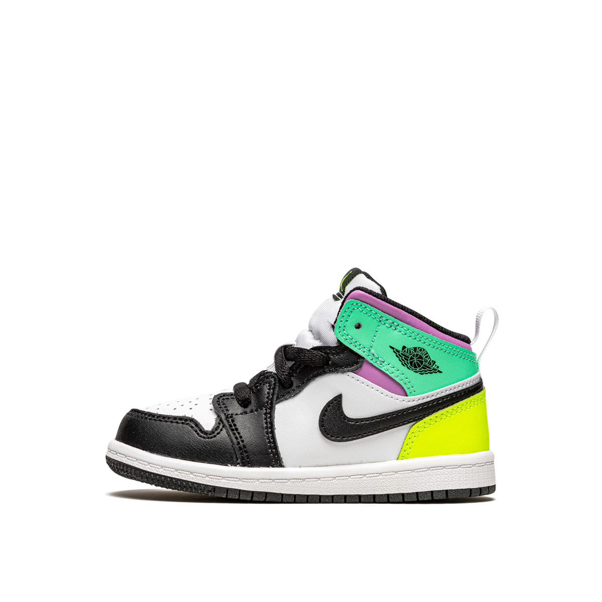 Air Jordan 1 Mid Pastel Black Toe (TD) (2021) WHITE/BLACK-VOLT-GREEN GLOW sneaker – authenticated on KLEKT