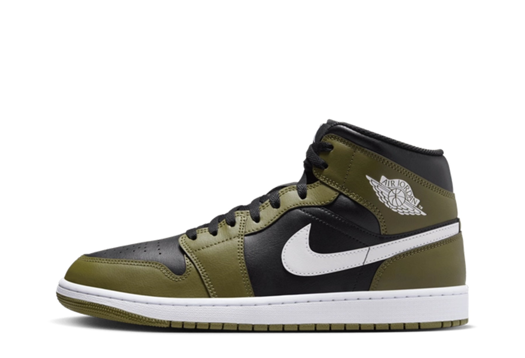 Air Jordan 1 Mid 'Medium Olive' (2024) Black/Medium Olive/Sail/White sneaker – authenticated on KLEKT