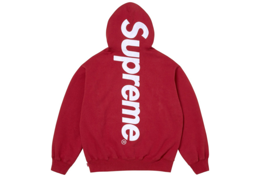 Supreme Satin Appliqué Hooded Sweatshirt 'Dark Red' (FW25) – authenticated on KLEKT