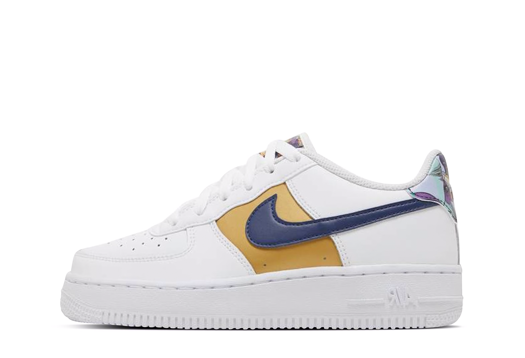 Nike Air Force 1 Low '07 LV8 GS 'White Blue Void Metallic Gold' (2021) WHITE/BLUE VOID-METALLIC GOLD sneaker – authenticated on KLEKT