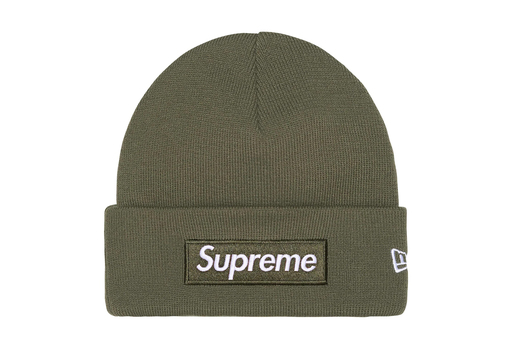 Supreme x New Era Box Logo Beanie 'Light Olive' (FW25) – authenticated on KLEKT