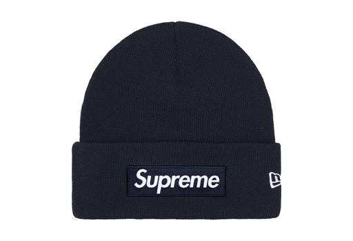 Supreme x New Era Box Logo Beanie 'Navy' (FW25) – authenticated on KLEKT