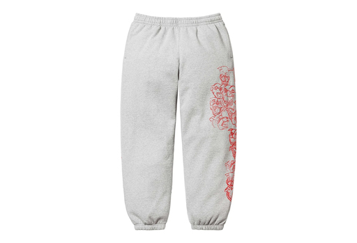 Supreme Pitbulls Embroidered Sweatpant 'Heather Grey' (SS25)