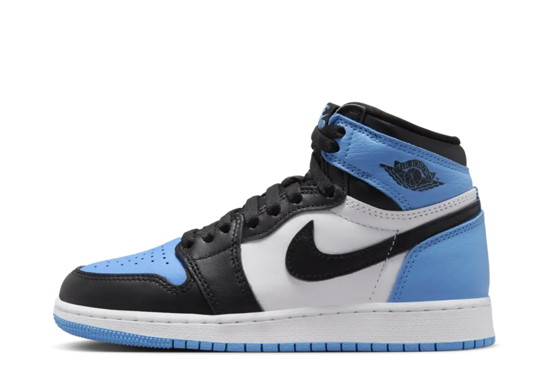 Air Jordan 1 Retro High OG GS ‘UNC Toe’ (2023) BLACK/WHITE/BLUE sneaker – authenticated on KLEKT