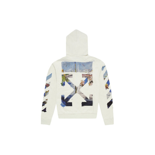 Off White Diag Print Zip Up Hoodie White Multicolor (2019)