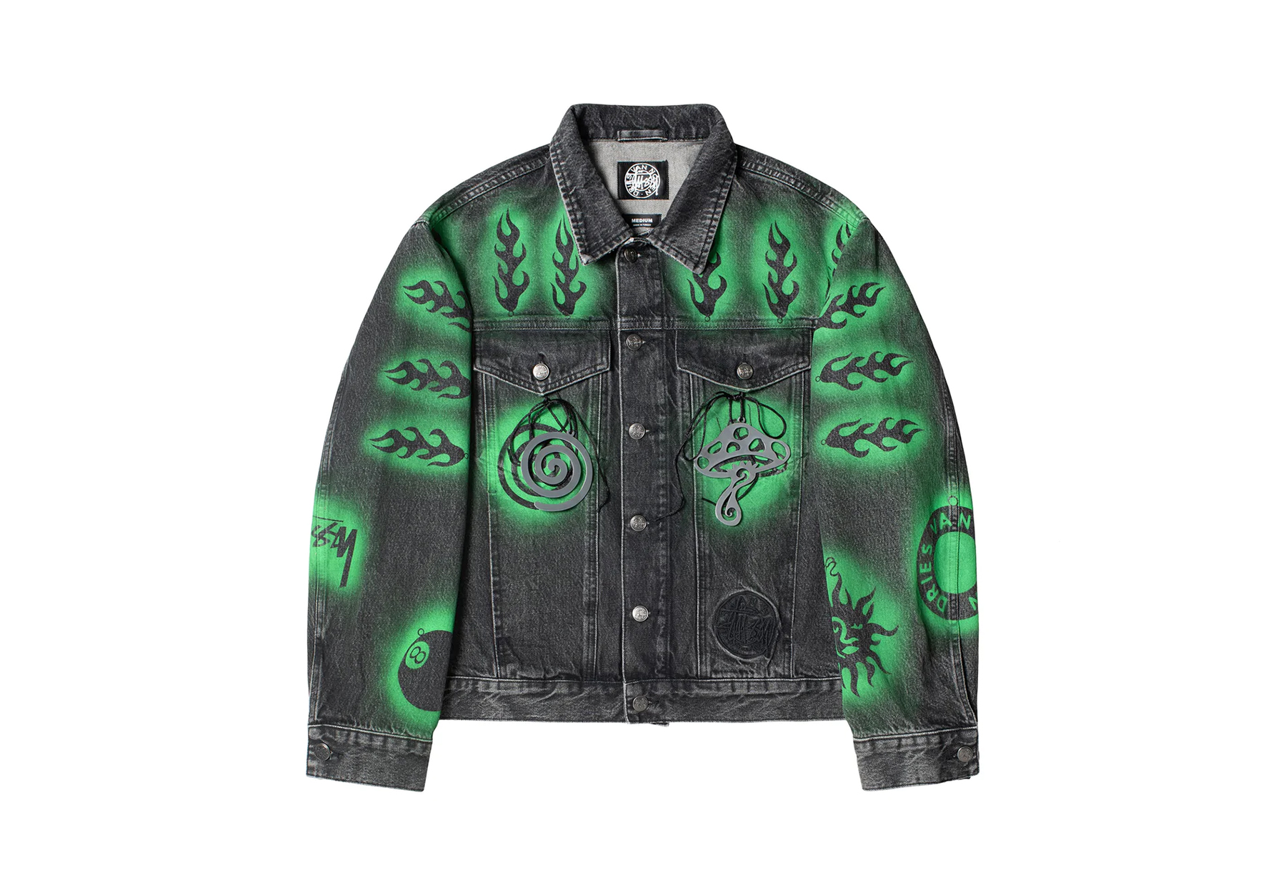 Stussy x Dries Van Noten Hand-Stencilled Denim Jacket Black (FW22) BLACK sneaker – authenticated on KLEKT