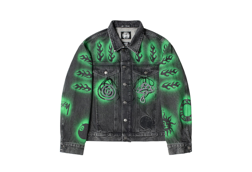 Stussy x Dries Van Noten Hand-Stencilled Denim Jacket Black (FW22)