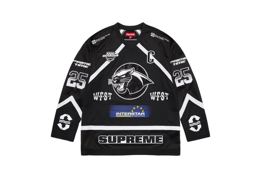 Supreme Rhinestone Hockey Jersey 'Black' (SS25) – authenticated on KLEKT