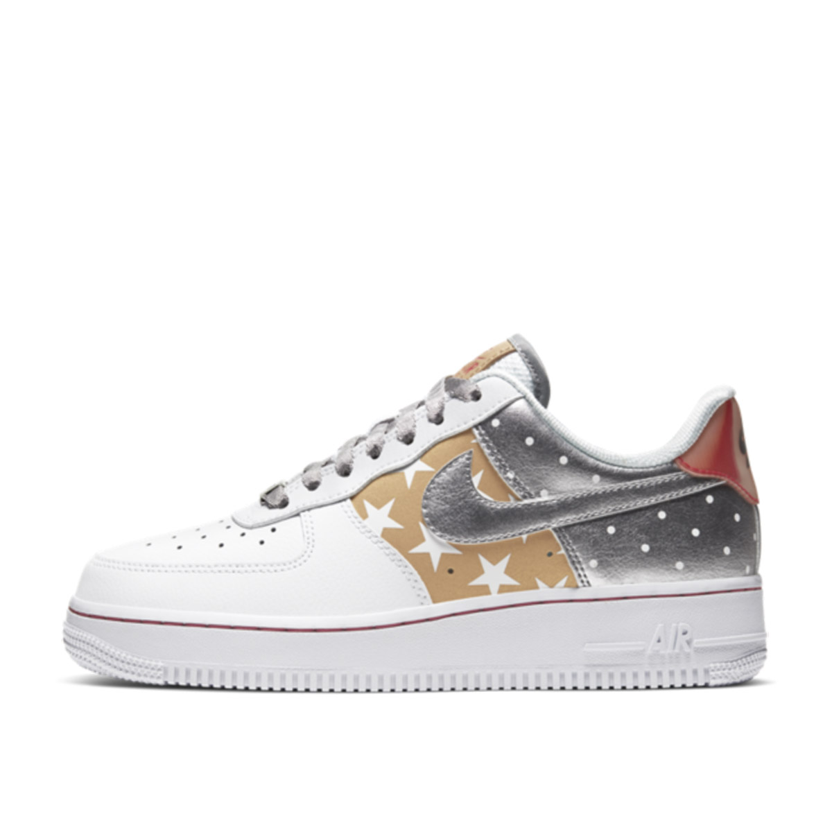 Nike WMNS Air Force 1 Stars (2019) White/Metallic Gold/University Red/Metallic Silver sneaker – authenticated on KLEKT