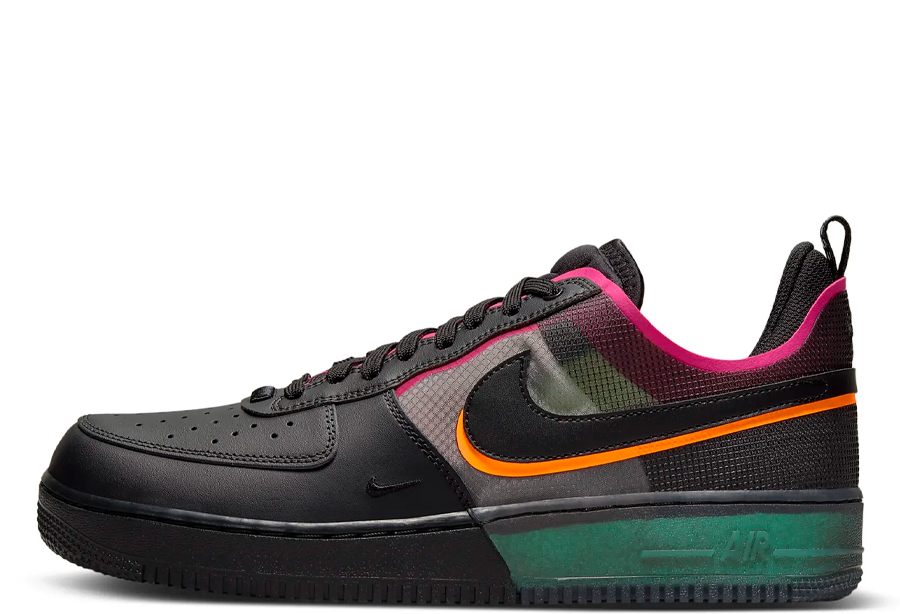 Nike Air Force 1 React Black Neon (2022) Black/Team Orange/Pink Prime/Green sneaker – authenticated on KLEKT