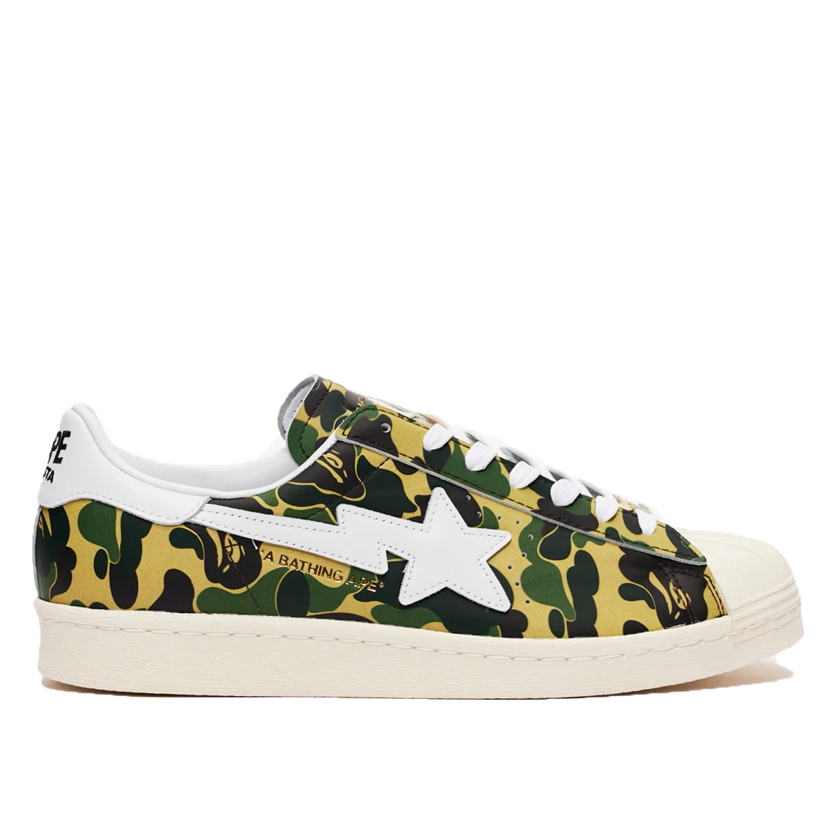 Adidas x A Bathing Ape Superstar 80's (2021) OFF-WHITE/FOOTWEAR WHITE/GOLD METALLIC/CAMO sneaker – authenticated on KLEKT