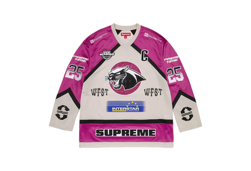 Supreme Rhinestone Hockey Jersey 'Light Grey' (SS25) – authenticated on KLEKT