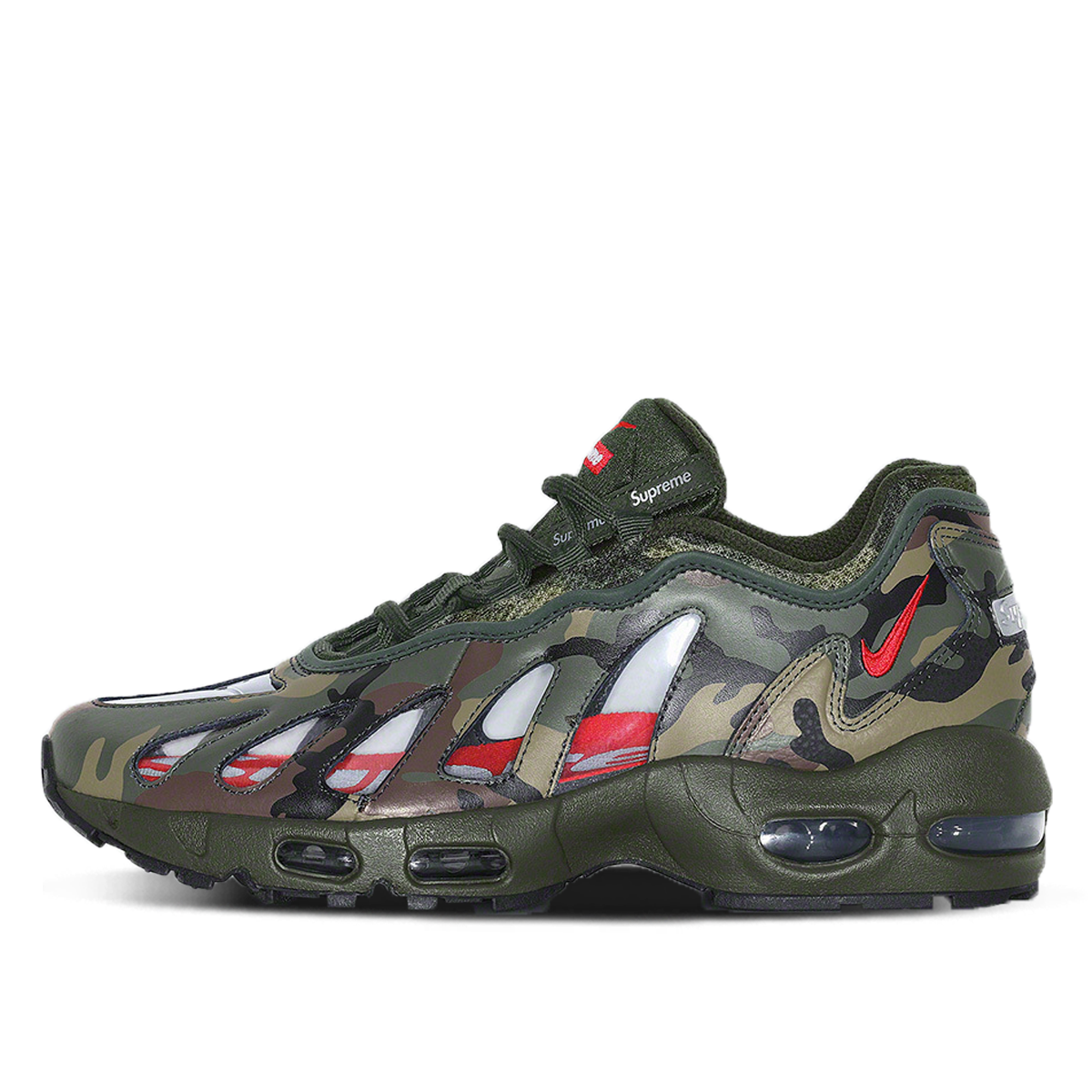 Supreme x Nike Air Max 96 Camo (SS21) DARK ARMY/SPEED RED/CLEAR sneaker – authenticated on KLEKT