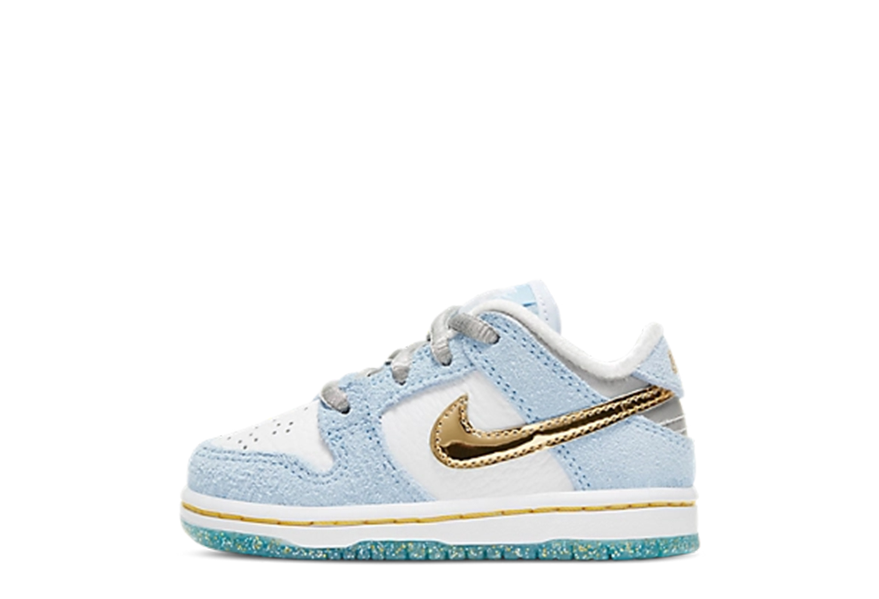 Nike SB X Sean Cliver Dunk Low TD 'Christmas' (2020) Ice Blue/White-Metallic Gold-Metallic Silver sneaker – authenticated on KLEKT