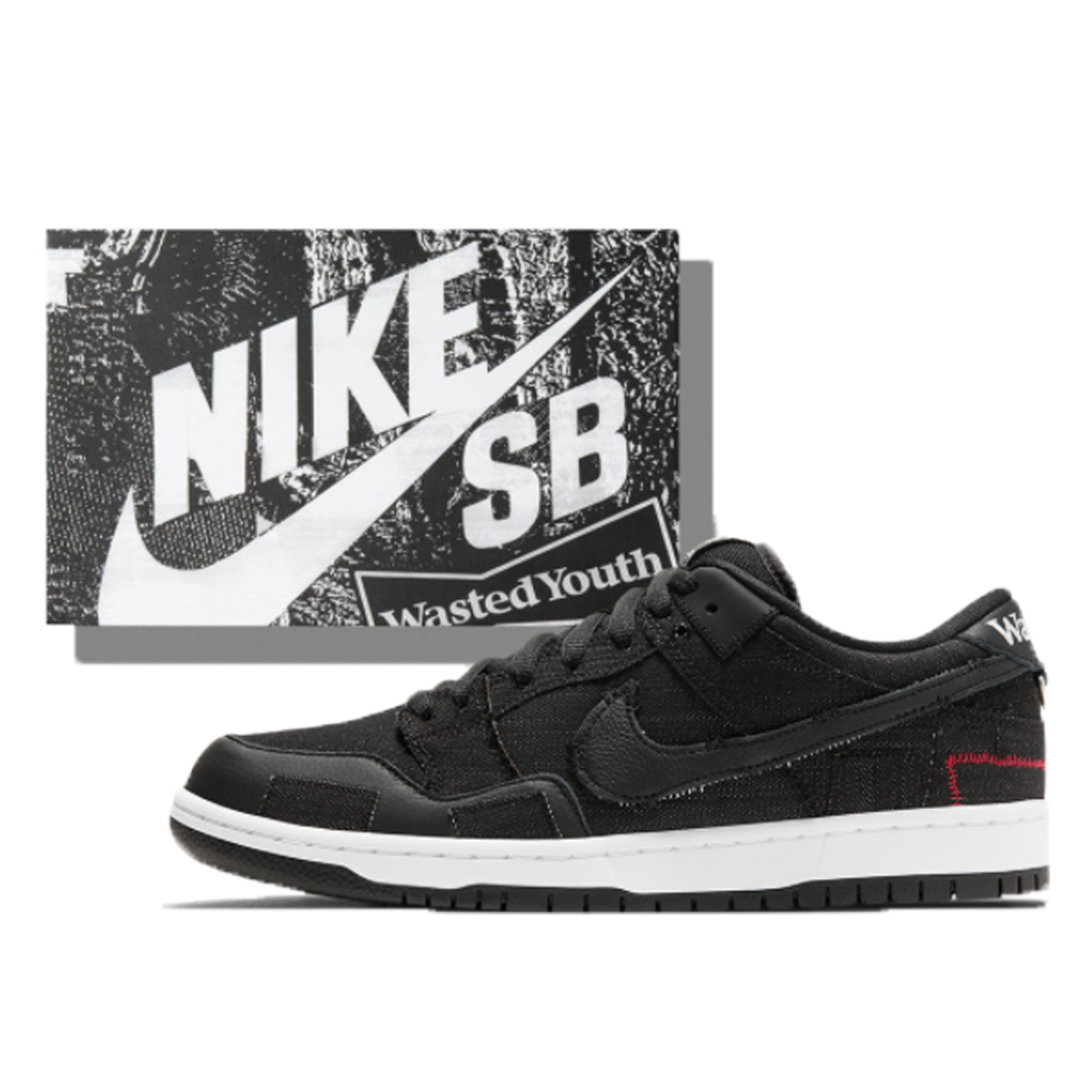 Nike SB x Wasted Youth Dunk Low Black (Special Box) (2021) BLACK/BLACK/RED sneaker – authenticated on KLEKT