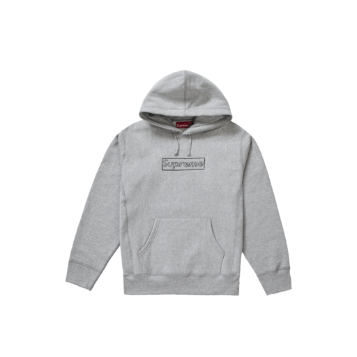 Supreme x KAWS Chalk Logo Hooded Sweatshirt Heather Grey (SS21)