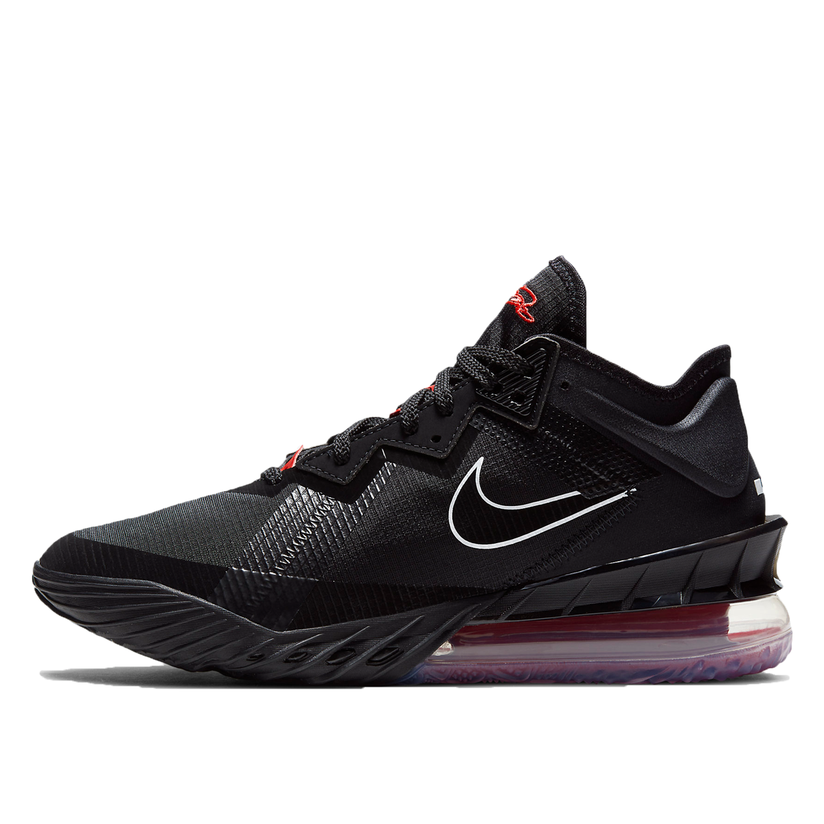 lebron 18 black white university red