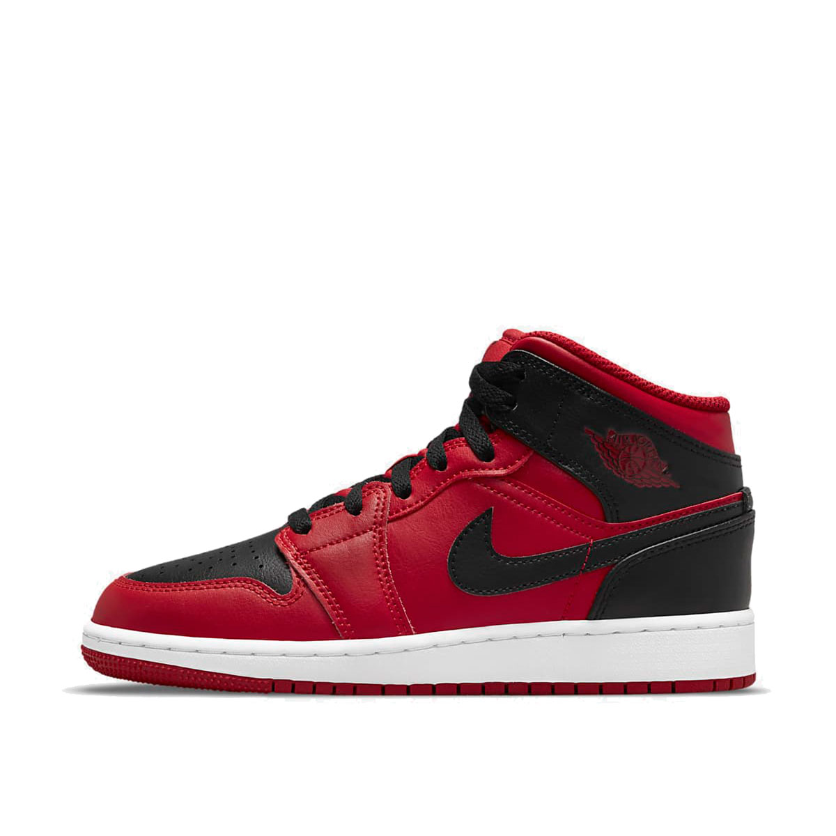 Air Jordan 1 Mid Reverse Bred (GS) (2021) Black/Gym Red/White sneaker – authenticated on KLEKT